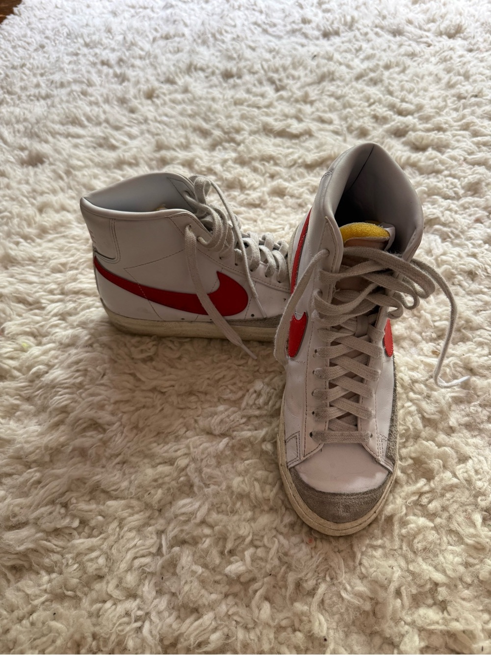 Nike Blazer Mid Vintage White Red Swoosh Sneakers